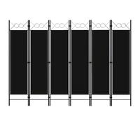 vidaXL 6-Panel Room Divider Black 240x180 cm Wall Partition Screen Separator