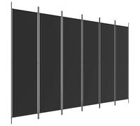 vidaXL 6-Panel Room Divider - Black Fabric Screen, Foldable Design for Versatile Function and Space Efficiency, Ideal for Living Room or Bedroom, 300x200 cm