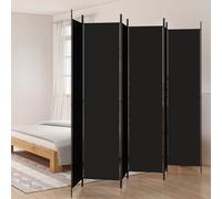 'vidaXL 6-Panel Room Divider in Black - Versatile and Space-Saving Fabric Divider with Easy Assembly, Ideal for Creating Private Space in any Room