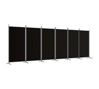 vidaXL Room Divider 6-Panel - Foldable, Portable Privacy Screen, Black Polyester