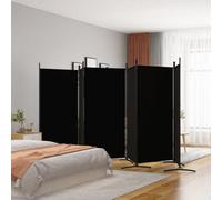 vidaXL Room Divider 6-Panel - Foldable, Portable Privacy Screen, Black Polyester