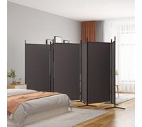 vidaXL 6-Panel Room Divider - Brown Fabric & Iron - 520 x 180 cm
