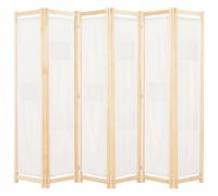 vidaXL 6-Panel Room Divider Cream 240x170cm Fabric Privacy Screen Partition
