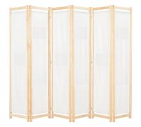 vidaXL 6-Panel Room Divider Cream 240x170x4 cm Fabric