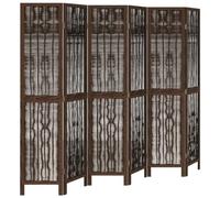 vidaXL Room Divider 6-Panel Dark Brown Solid Paulownia Wood Foldable Privacy Screen