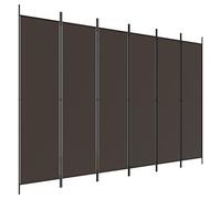vidaXL 6-Panel Room Divider, Fabric and Iron Construction, Modern Design, Versatile Use, Easy Assembly - Brown 300x200 cm