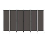 vidaXL 6-Panel Room Divider - Anthracite, Folding Fabric (100% Polyester) & Iron Panels, 300x180 cm