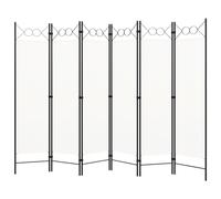 vidaXL 6-Panel Room Divider Folding Panel Screen Movable Partition Privacy Separator Wall Furniture Indoor Bedroom Office Cream White 240x180 cm