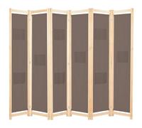 vidaXL 6-Panel Room Divider Home Bedroom Folding Privacy Panel Screen Wall Partition Separator Paravent Section Brown 240x170x4cm Fabric