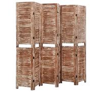 Vidaxl 6-panel Room Divider Brown 210X165 Cm Solid Wood Paulownia, Brown