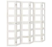 vidaXL 6-Panel Room Divider/Privacy Screen with Photo Frames - White Solid Paulownia Wood for Bedrooms/Living Room/Office