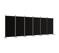 Vidaxl 6-panel Room Divider Black 520X180 Cm Fabric, Black