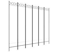 vidaXL 6-Panel Room Divider - White 240x200 cm Iron Frame & Polyester Privacy Screen for Living Room, Bedroom, Studio