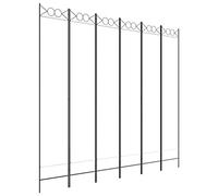 vidaXL 6-Panel Room Divider in White - 240x220 cm - Durable Fabric and Iron, Versatile Usage, Easy to Store, Assembly Manual Included, Suitable for Living Room and Bedroom
