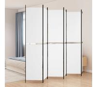 vidaXL 6-Panel Room Divider White 300x220 cm Fabric