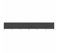 vidaXL 6-Panel Wind Screen 800x120 cm Anthracite Beach Shelter - Non-Woven Fabric & Wood, 7 Poles (47176)