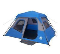 vidaXL 6-Person Camping Tent - Green Cabin Style Canopy 344x282x192 cm, Water-Resistant with Rainfly, Mesh Ventilation, Easy Setup, Portable