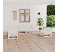 vidaXL Solid Pinewood Garden Lounge Set 6 Piece White Outdoor Seat Furniture
