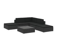vidaXL 6x Garden Lounge Set with Cushions Poly Rattan Black Outdoor Sofa Sets