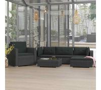 vidaXL 6 Piece Garden Lounge Set with Cushions Poly Rattan Black Home Furniture