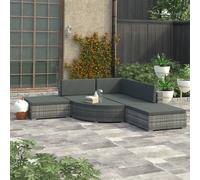 vidaXL 6x Garden Lounge Set with Cushions Poly Rattan Grey Outdoor Sofa Sets