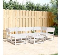 vidaXL Garden Sofa Set 6 Piece Outdoor Sofa Corner Sofa White Solid Wood Pine