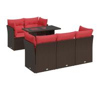 vidaXL 6 Piece Garden Sofa Set with Cushions Brown Poly Rattan Acacia