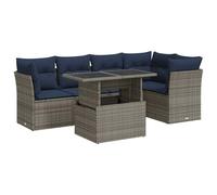vidaXL 6 Piece Garden Sofa Set with Cushions Grey Poly Rattan Acacia