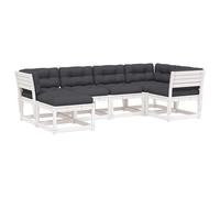 vidaXL 6 Piece Garden Sofa Set with Cushions White Solid Wood Pine