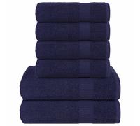 (navy blue) vidaXL Towel Set 6 Piece Tea Towel Hand Towel Wash Towel 360 gsm 100% Cotton