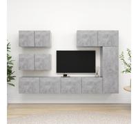 vidaXL TV Cabinet Set 6 Piece Concrete Grey Engineered Wood Hanging TV Cabinet