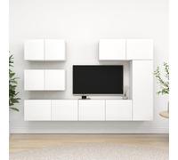 vidaXL TV Cabinet Set 6 Piece White Chipboard Hanging TV Cabinet Hifi Set