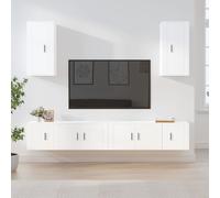 vidaXL 6 Piece TV Cabinet Set White Engineered Wood