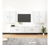 vidaXL 6 Piece TV Cabinet Set White Engineered Wood