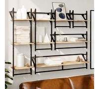 vidaXL 6 Piece Wall Shelf Set with Bars Sonoma Oak Engineered Wood