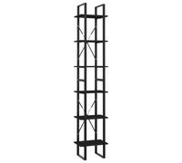 vidaXL 6-Tier Book Cabinet Black Engineered Wood Home Storage Rack Bookcase