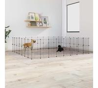 vidaXL 60-Panel Pet Cage with Door Black 35x35 cm Steel