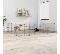 vidaXL 60-Panel Pet Cage with Door Black 35x35 cm Steel