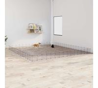 vidaXL 60-Panel Pet Cage with Door Black 35x35 cm Steel