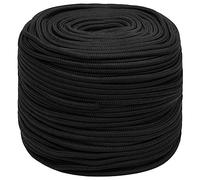 'vidaXL 6mm Full Black Polypropylene Boat Rope - Durable Marine Rope for Sailing, Boating, Yachting, Rigging, Dockline - 100m Long, Weather & Abrasion-Resistant