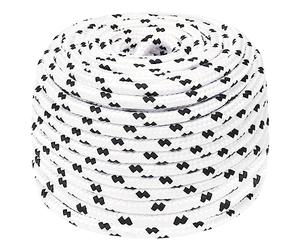 vidaXL 6mm x 100m White Boat Rope - Versatile Braided Polyester Rope, UV & Abrasion Resistant, High Strength Low Stretch, for Marine & Industrial Applications