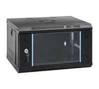 vidaXL Wall-Mounted 6U 19" Network Cabinet – Cold-Rolled Steel, Lockable Glass Door, IP20