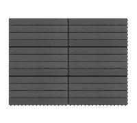 vidaXL 6x Decking Tiles WPC Black Interlocking Floor Pool Tile Flooring Carpet