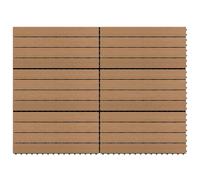 vidaXL 6x Decking Tiles WPC Brown Interlocking Floor Pool Tile Flooring Carpet