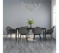 vidaXL 6x Dining Chairs Grey PP Home Kitchen Modern Dinner Chair Seating Seat
