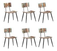 vidaXL 6x Dining Chairs Solid Reclaimed Wood Wooden Kitchen Dinner Side Seats