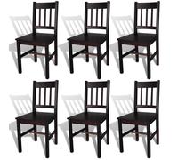 Vidaxl Dining Chairs 6 Pcs Dark Brown Pinewood
