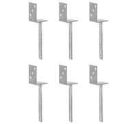 vidaXL 6x Fence Anchors Silver 8x6x30 cm Galvanised Steel Ground Anchor Post