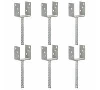 vidaXL 6x Fence Anchors Silver 9x6x30 cm Galvanised Steel Ground Anchor Post