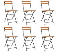 vidaXL 6x Folding Bistro Chairs Solid Wood Teak and Steel Outdoor Furniture